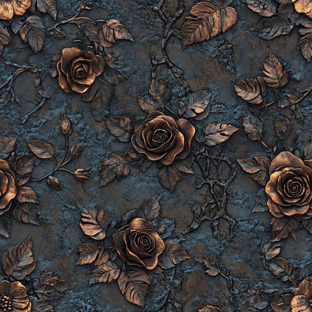 Papel tapiz LaiTique Baroque Rose Floral Bronce 45x300 cm