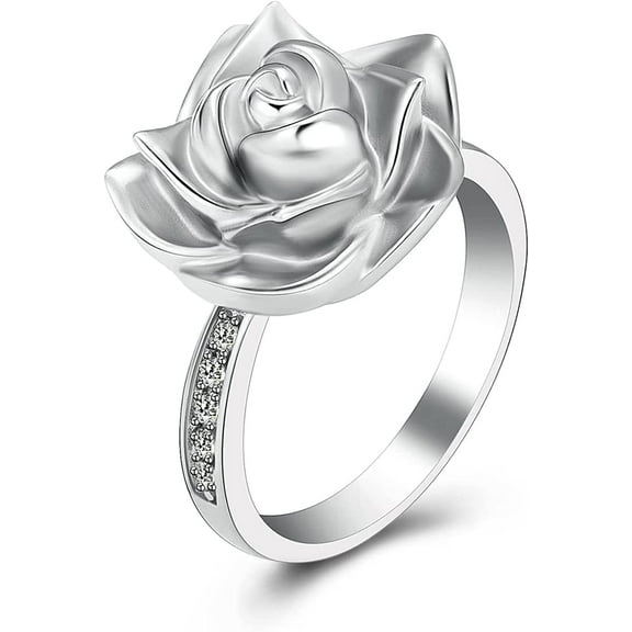 Rose Flower Cremation Urn Ring for Ashes for Women Urn Rings Memorial Jewelry Human / Pet Stainless Steel Ash Holder Loved Ones Funeral Keepsake Gift NO.6-NO.10