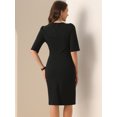 thumbnail image 3 of DARING DIVA Crew Neck Short Sleeve Trendy Ruched Dress S Black, 3 of 6