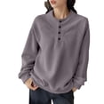thumbnail image 2 of DAFPZW Quarter Button Sweatshirt Women Casual Long Sleeve Crewneck Sweatshirt Fall Fashion Crew Neck Pullover Tops, 2 of 6