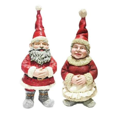 Suit Statue (Homestyles Christmas Santa Claus & Mrs. Claus in Santa Suit and Holiday Cooking Apron Garden Gnome)