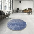thumbnail image 4 of Ahgly Company Machine Washable Indoor Square Industrial Modern Azure Blue Area Rugs, 8' Square, 4 of 7