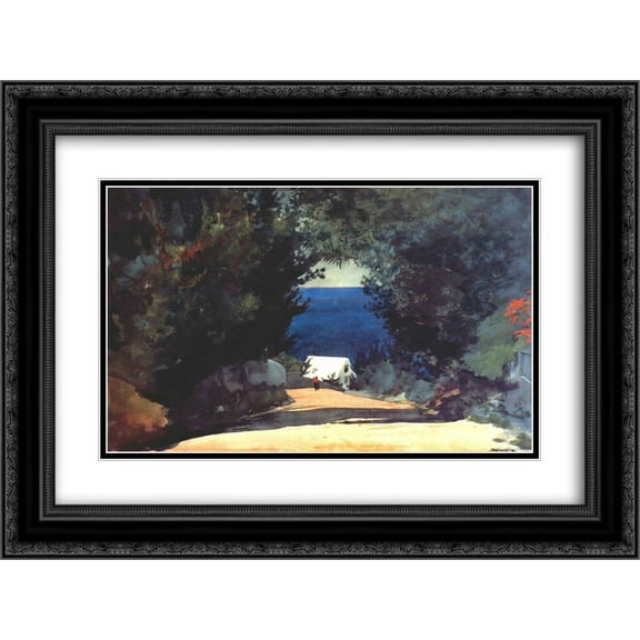 Winslow Homer 2x Matted 24x20 Black Ornate Framed Art Print 'Road in Bermuda'