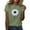 Army Green, variant on Womens Short Sleeve Blouse Minimalist Single Daisy Print Crew Neck Loose Sleeve Soft Fabric Relaxed Silhouette for Casual Outings Pink L
