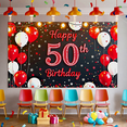 thumbnail image 6 of Happy 50th Birthday Backdrop Banner with Balloons Star Decors Party Supplies Birthday Decoration Photography Props Birthday Party Background, 6 of 7