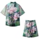 thumbnail image 4 of Conjunto casual de blusa y pantalones de playa de manga corta con estampado de botones para hombre Pompotops  oipoqjl36068, 4 of 5