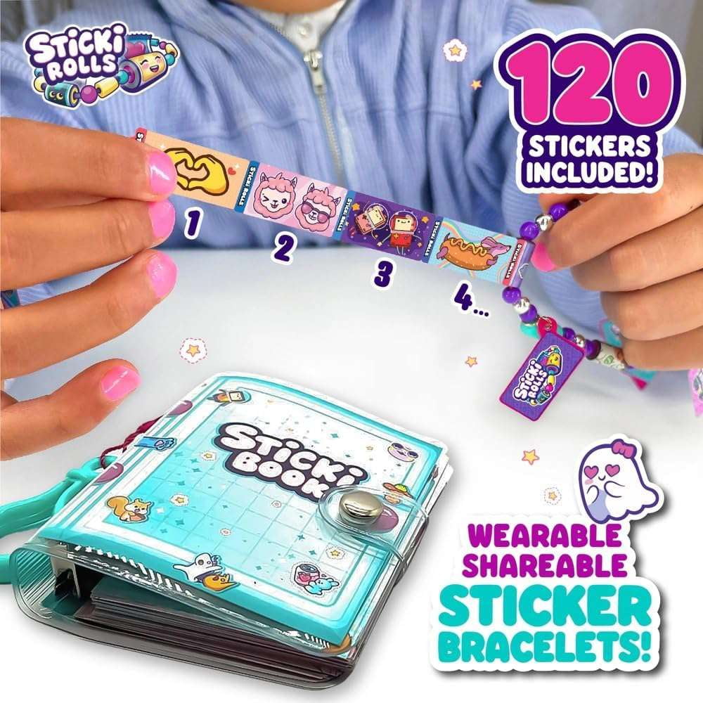 Sticki Rolls Sticki Book Set (120 Stickers Inside, Wearable, Shareable Sticker Jewelry!)