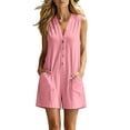thumbnail image 2 of Bloomae Womens Casual Rompers Overalls Shorts Summer Sleeveless V Neck One Piece Jumpsuits Loose Fit Casual Wide Leg Shorts Outfits with Pocket, 2 of 7