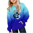 thumbnail image 2 of WQNVRNR Kids Valentine's Day Hoodie- Casual Heart Fleece-Lined Long Sleeve Sweatshirt with Pocket Blue Size 12, 2 of 6
