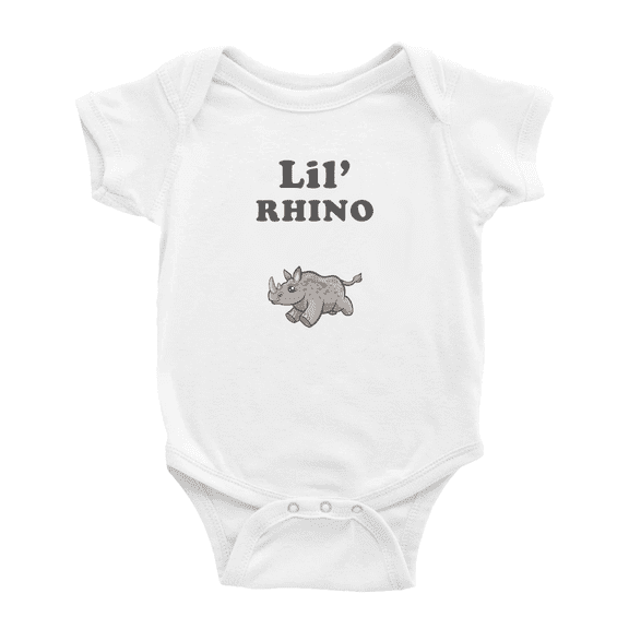 Cute Baby Jumpsuits Lil's Rhino Animal Funny Boy & Gril Newborn Clothes (White, 18-24 Months)