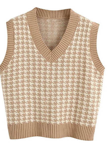 Gououd Women Pattern Knit Sweater Vest 