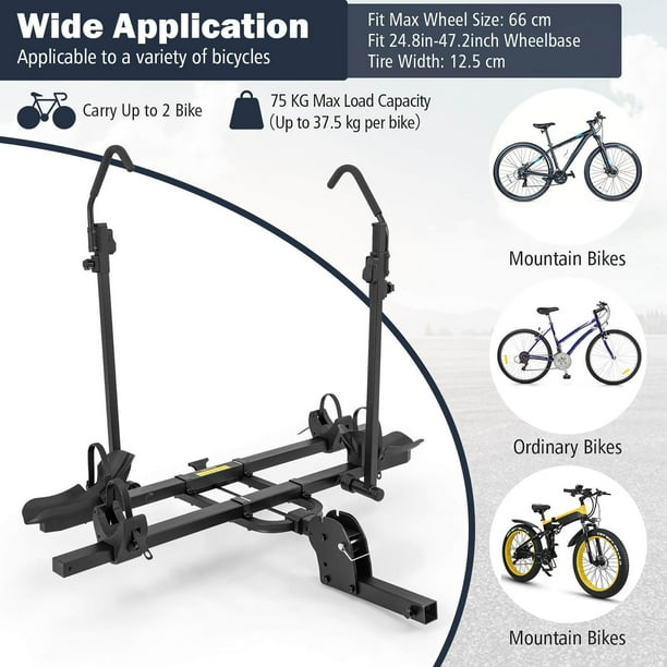Gymax 2'' Hitch Mount Bike Rack w/ Tilt-able Design for Easy Trunk