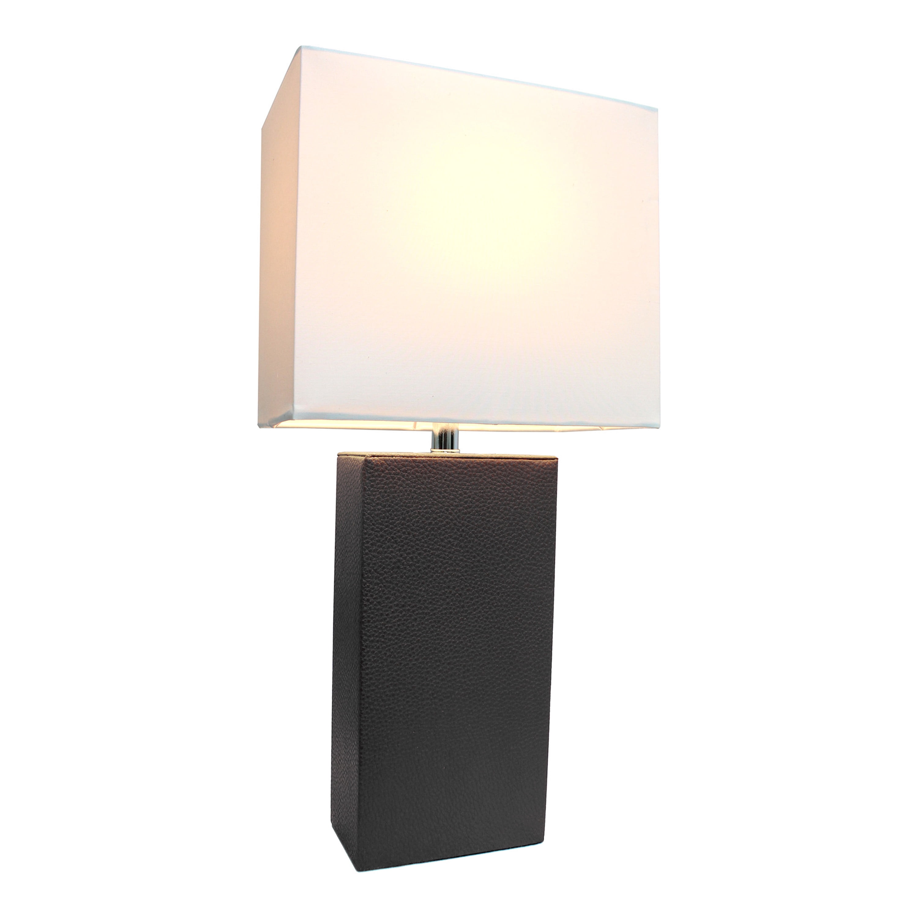 Lalia Home 21" Leather Modern Bedside Table Lamp with LED Bulb, Black