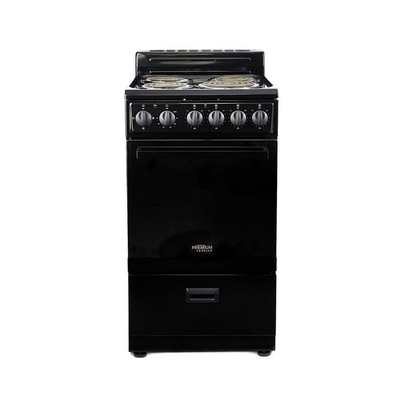 Premium Levella 20 in. 2.2 cu. ft. 4-Burner Single Oven Electric Range with Storage Drawer in Black with Stainless Steel Door