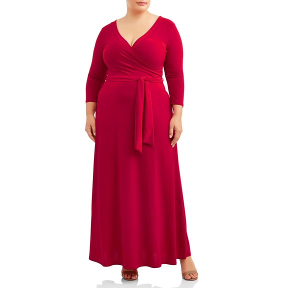 Ella Samani Plus Size Wrap Dress with ¾-Sleeves