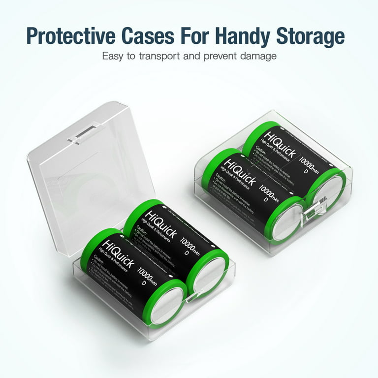 Basics 4-Pack Rechargeable D Cell NiMH Batteries, 10000 mAh,  Recharge up to 1000x Times, Pre-Charged