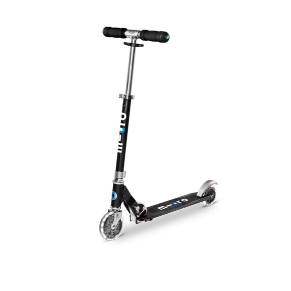 Micro Kickboard- Sprite LED - Trottinette à 2 Roues pour 6 Ans et Plus, Pliable pour Transport, Trottinette Légère et Portable avec Roues Lumineuses Activées par le Mouvement (Noir)