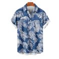 thumbnail image 3 of Iugvhana Mens Hawaiian Summer Beach Shirts Casual Short Sleeve Shirt Floral Button Down Tropical Holiday Shirts Top Dark Blue L, 3 of 5