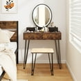 thumbnail image 4 of Costway Coiffeuse Industrielle Table de Maquillage Tabouret Rembourré Ensemble Miroir Éclairé 3 Couleurs, 4 of 10