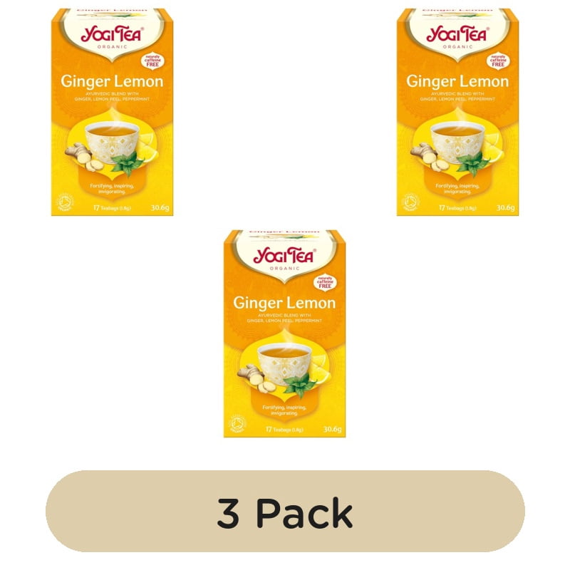 Yogi Tea Organic Ginger Lemon 17's, British Import (Pack of 3)