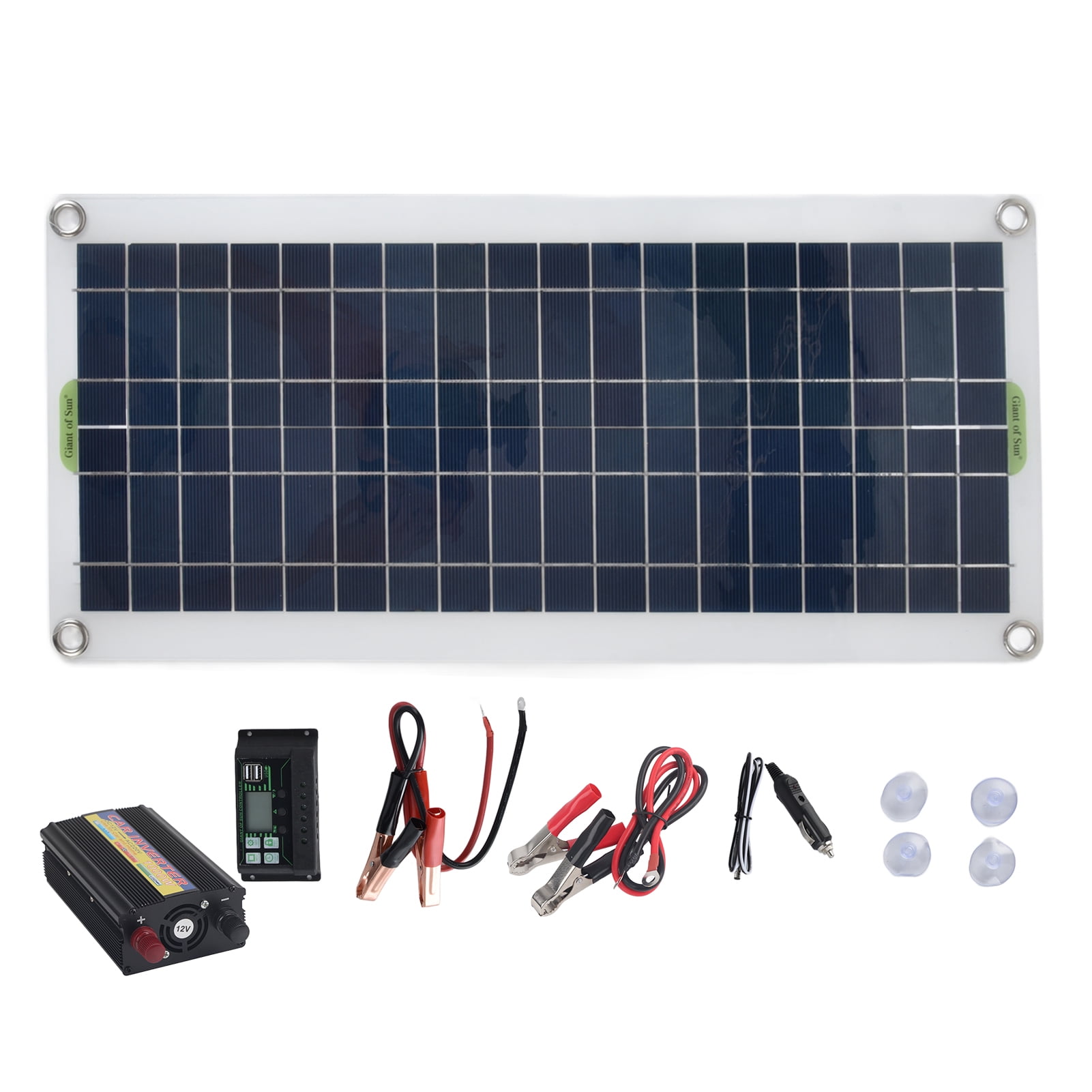 Solar Panel Starter Kit 30W Solar Panel with 1000W Inverter System 12V to 220V Inverter for Car Boat Dual USB Port