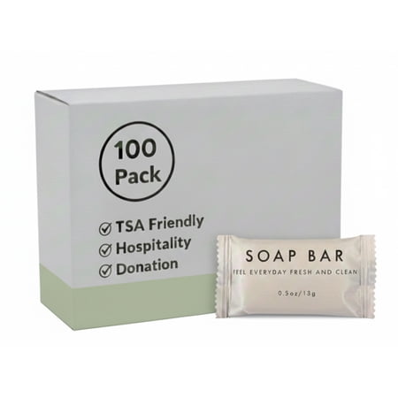 100 pack 0.5 Oz. Bar Soap - Hospitality, Hotel, Homeless Shelter, Donation, Charity Drive, Disaster Relief Supplies - 100 Bars