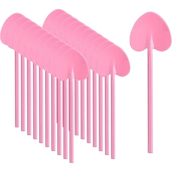 ABPETE 100 Pieces Disposable Plastic Spoons Mini Love Heart Shape Individually Wrapped Sampling Tasting Serving Dessert Spoon for Cake Ice Cream Jelly Pudding Yogurt Home Birthday Party Favor, Pink