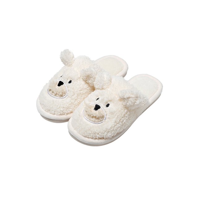 UKAP Ladies Lightweight Slip On Plush Slipper Indoor Anti-Slip Closed Toe Fuzzy Slippers White 8.5-9