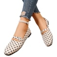 thumbnail image 5 of LTTVQM Ballet Flats Shoes for Women Casual Slip on Adjustable Strap Square Toe Polka Dot Mary Jane Shoes Breathable Soft Arch Support Dance Flat Shoes White 41(US-8.5), 5 of 5