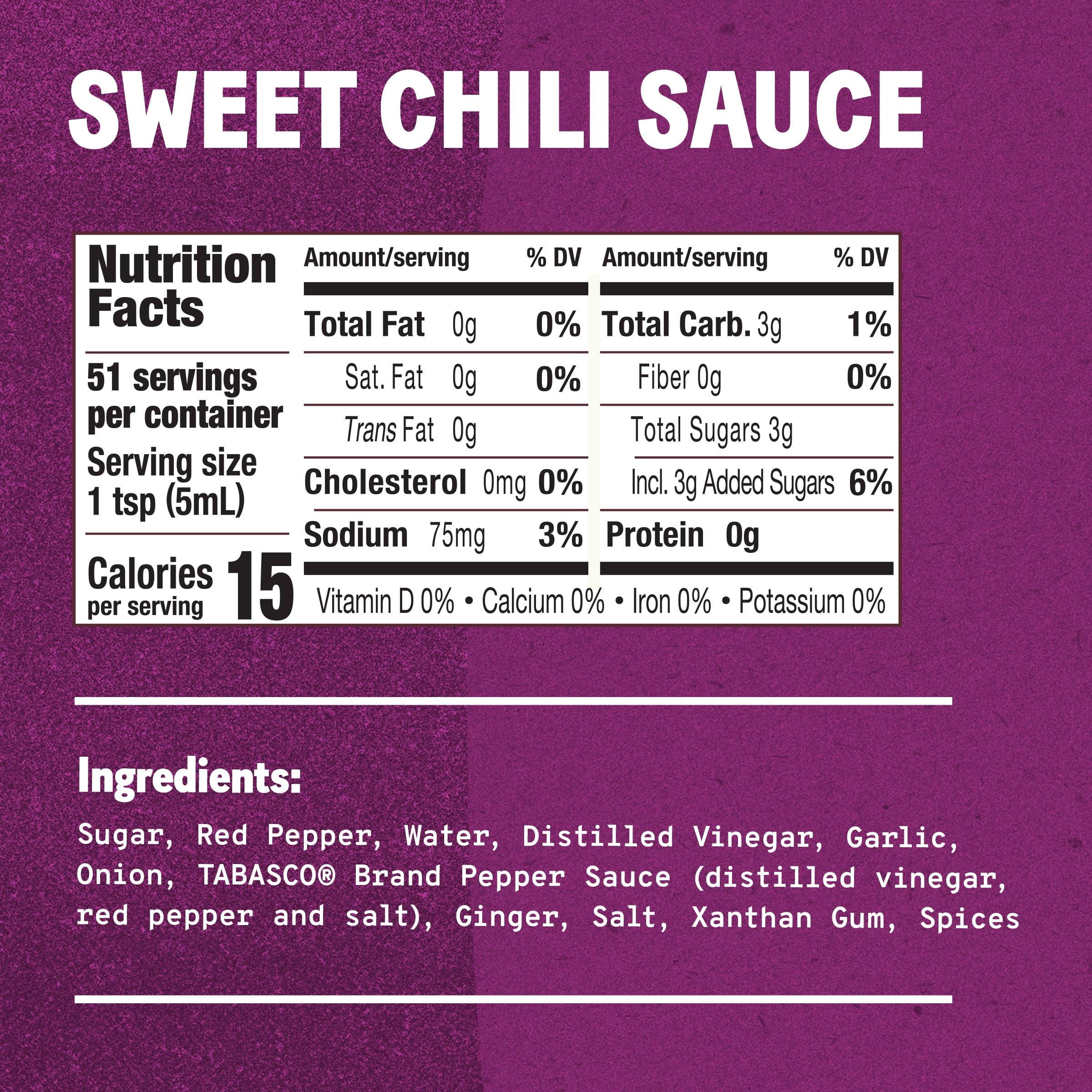 (3 pack) Tabasco Sweet Chili Sauce, 11 oz Regular Squeezable Plastic Bottle, Liquid Form, Gluten Free