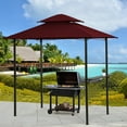thumbnail image 3 of Outdoor Canopy Gazebo with LDE Light, 8 x 5 Ft Grill Gazebo Hardtop for Backyard, Patio Gazebo Clearance, 2-Tier Barbecue Canopy Shelter, Gazebo Tent with Bottle Opener, Mesh Shelves and Hooks, B1835, 3 of 11
