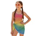 thumbnail image 2 of SEANATIVE Girl's Sleeveless Bathing Suit Lightweight One-Piece Swimsuits with Mesh Cover Up Spandex Fabric Beach Swimwear for Kid Teen Girls, 11-12 Years, Rainbow Gradient Mermaid Scale Print, 2 of 7