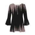 thumbnail image 3 of Hauts à Manches 3/4 pour Femmes Hauts Décontractés à Manches 3/4 Évasées Unis Boutonnés Basiques Froncés Tunique Corset Hauts Plissés T-Shirts Blouses T-Shirts à Manches 3/4 pour Femmes, 3 of 5