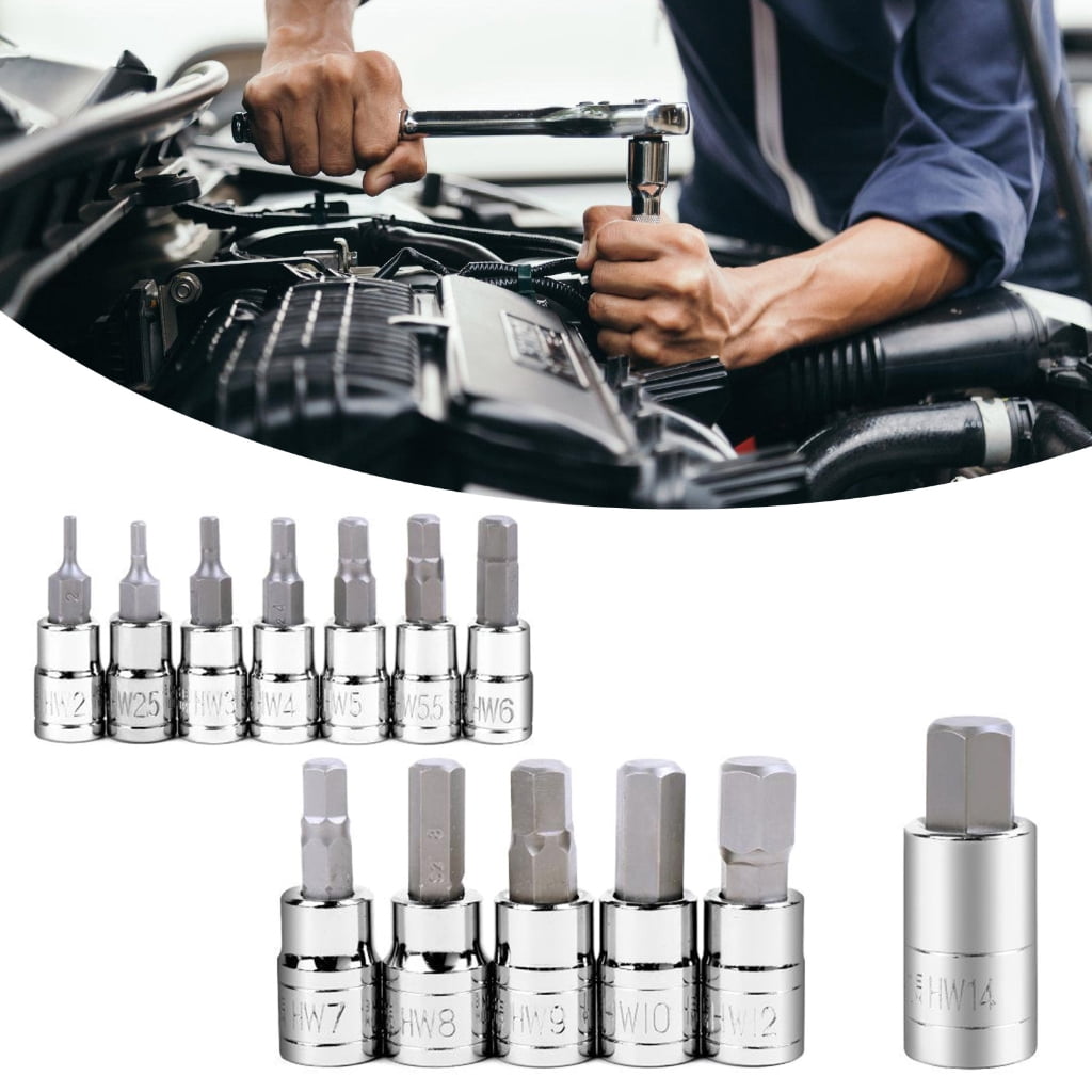 Allen Hexagon Bit Socket, 13Pcs Metric 2-14mm Allen Socket, Hexagon Socket Set