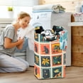 thumbnail image 5 of Yayeee Freestanding Laundry Hamper with Handle Collapsible Large Storage Basket for Clothes, Jungle Stamp, 5 of 7
