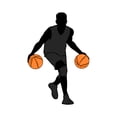 thumbnail image 2 of Sports Wall Decals for Boys Bedroom - Two Ball Dribbling Drills Silhouette Player DIY & Creativity Boy Girl Bedroom Wall Sticker - Size: 21 In x 30 In, 2 of 5