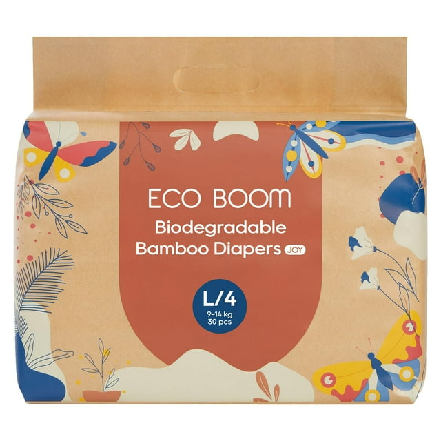 Pañales ECO BOOM tamaño 4, viscosa de bambú, embalaje sostenible