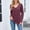 #219-Wine, variant on Craaazy Long Sleeved V-Neck Shirts for Women Solid Color Casual Curved Hem Tunic Tops Gifts