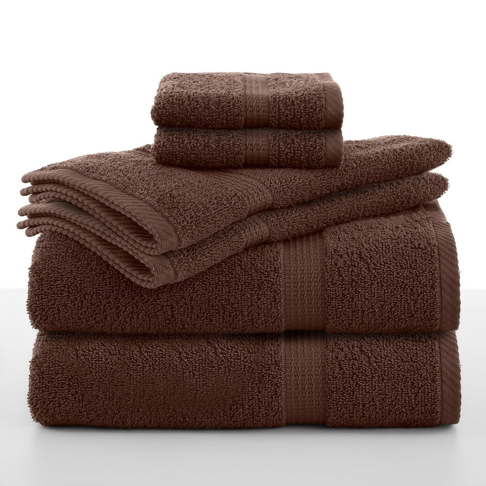 Utica Essentials 6 Piece Towel Set in Chocolate 2 Bath Towels, 2 Hand