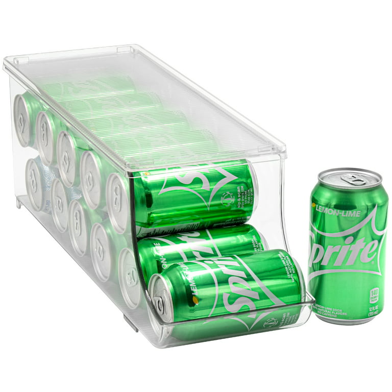 Sorbus Soda Can Organizer for Refrigerator Can Holder with Lid, Holds 12  Cans, BPA-Free, Clear Design 