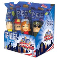 PEZ Candy PEZ Heroes Assortment, candy dispenser plus 2 rolls of assorted fruit candy, box of 12