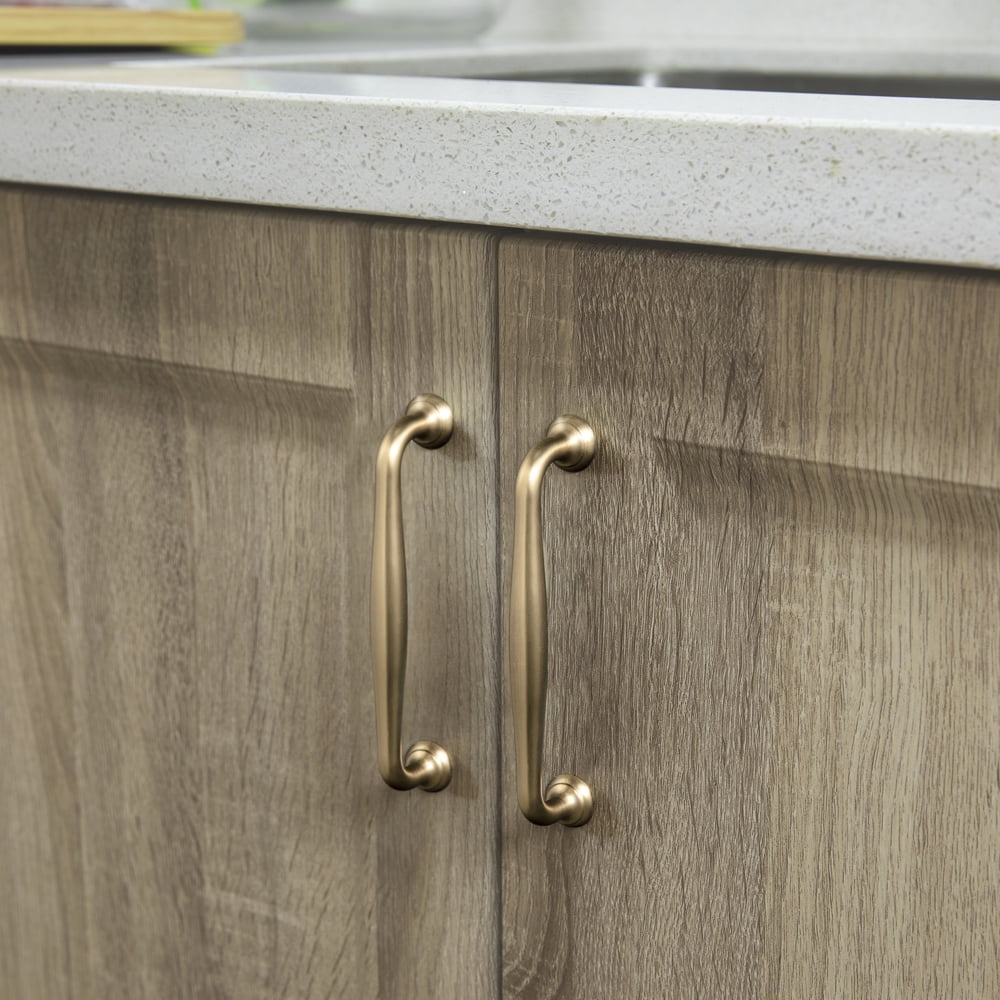 Goo-Ki 12 Pack 5'' Center to Center Vintage Champagne Bronze Cabinet Pulls, Sleek Zinc Alloy Cabinet Handles for Classic Furniture Drawer Hardware