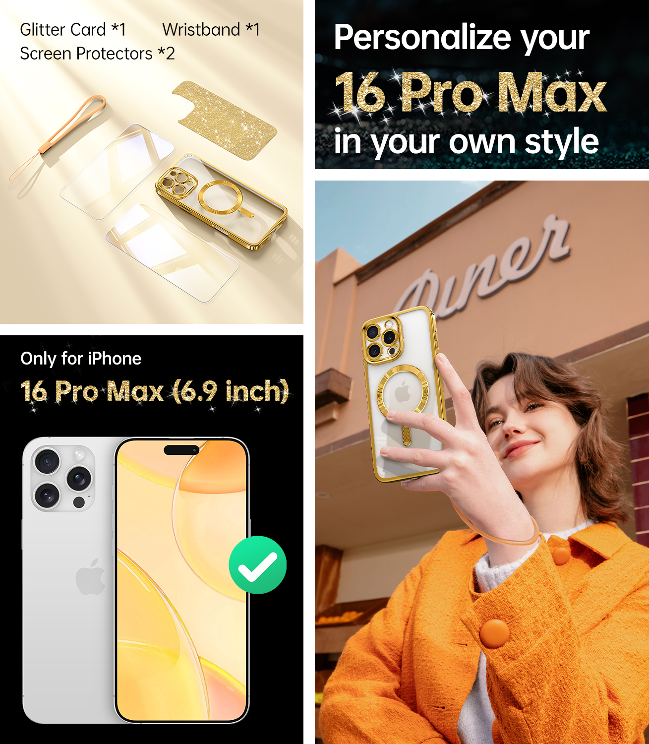 Meifigno Magnetic Case for iPhone 16 Pro Max Gold photo 5