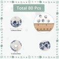 thumbnail image 2 of 1 caja de 80 piezas de cuentas redondas de cerámica con forma de flor, de porcelana, a granel, de 10 mm, grandes, blancas y azules, con estampado floral, espaciadoras de resorte., 2 of 7