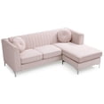 thumbnail image 4 of Pemberly Row Contemporary Velvet Sofa Chaise in Pink, 4 of 5