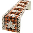 thumbnail image 6 of Fall Leaves Table Runner, Farmhouse Orange Plaid Buffalo Maple Leaf Autumn Harvest Pumpkin Thanksgiving Coffee Table Center Decor for Family Kitchen Outdoor Party Holiday Table Decorations, 13"x72", 6 of 6