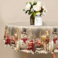 thumbnail image 3 of Nanqianyi Round 70'' Christmas Tablecloth Winter Snowman Elk Gifts for Xmas Festival Kitchen Table Cloth Decor, 3 of 9