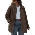 thumbnail image 2 of Fall/Winter Saving! HVOBTTY Women's Mid Outerwear Jacket, Winter Coats for Women, Women's Fashion Casual Comfortable Versatile Faux Suede Long Sleeve Button Outwear Coat Everyday Wear Brown, S, 2 of 4