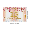 thumbnail image 3 of Sparkling Pink and Gold Balloon Themed 15th Birthday Banner Background, Happy Birthday Decoration for Party Supplies Photography Props Photo Backdrop Decorations, 3 of 8