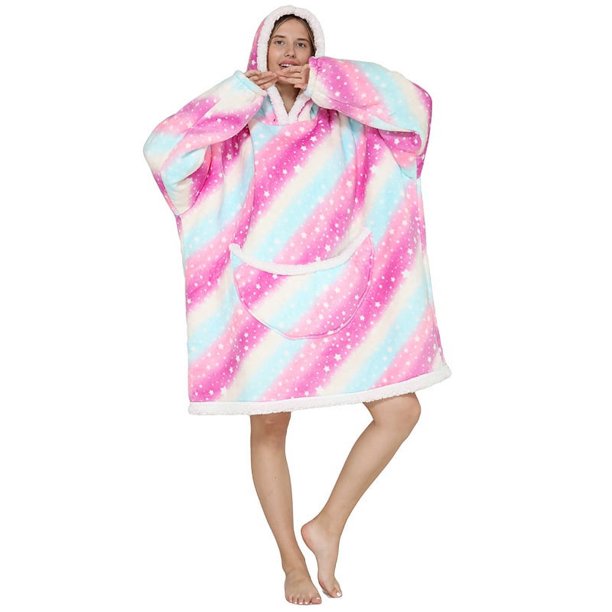 Manta para perezosos, jersey de sherpa compuesto, sudadera de franela, manta para TV, chaqueta con capucha para perezosos, pijamas cálidos para exteriores